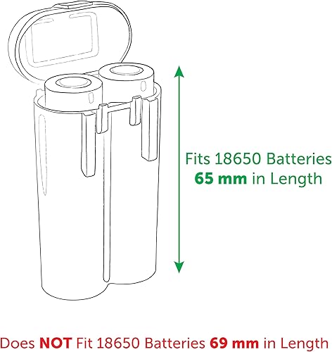 2 Negro 18650 & CR123A 2 Soporte de Batería Estuche de Almacenamiento para Baterías 18650
