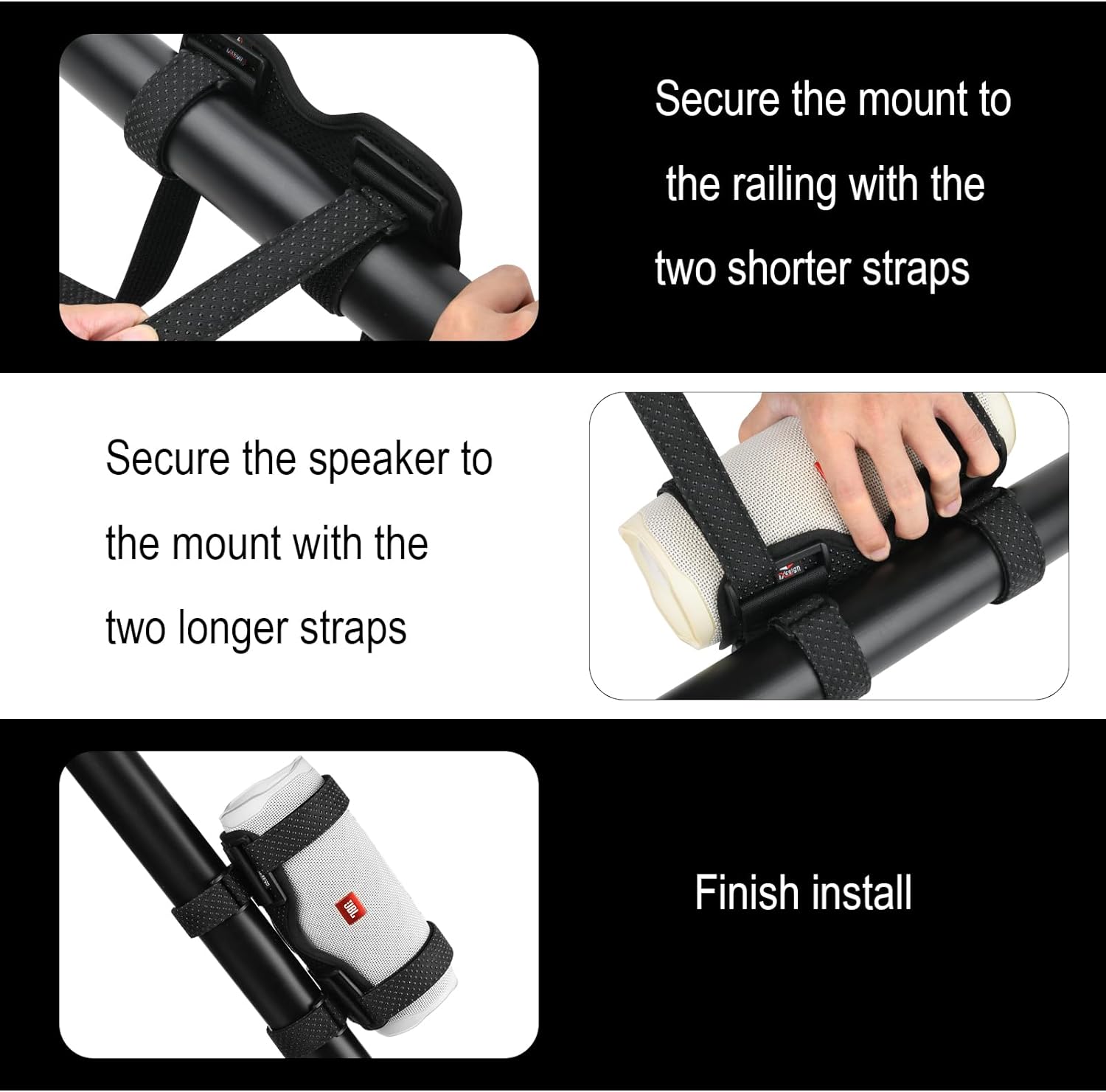 TXEsign Portable Speaker Mount for Bike/Golf Cart/Boat Railing, Adjustable Strap Bike Speaker Holder Attachment for JBL Charge 5/Charge 6/Flip 5/Flip 6/Flip 7/Beats Pill - Image 6