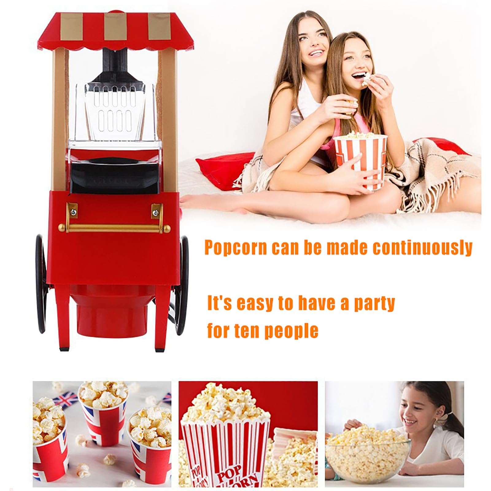 Macchina per Popcorn Ad Aria Calda Domestica, Macchina per Popcorn Elettrica, Macchina per Popcorn Ad Aria Calda, Cottura Sana Ed Efficiente Senza Olio da 1100 W, Corpo Compatto, per Ufficio
