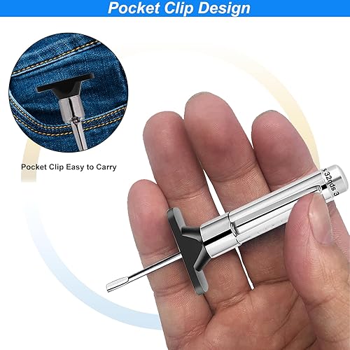 Miniatura 3 de GODESON Medidor de profundidad de banda de rodadura de neumáticos, medidor de profundidad de banda de rodadura de metal con clip, medidor de