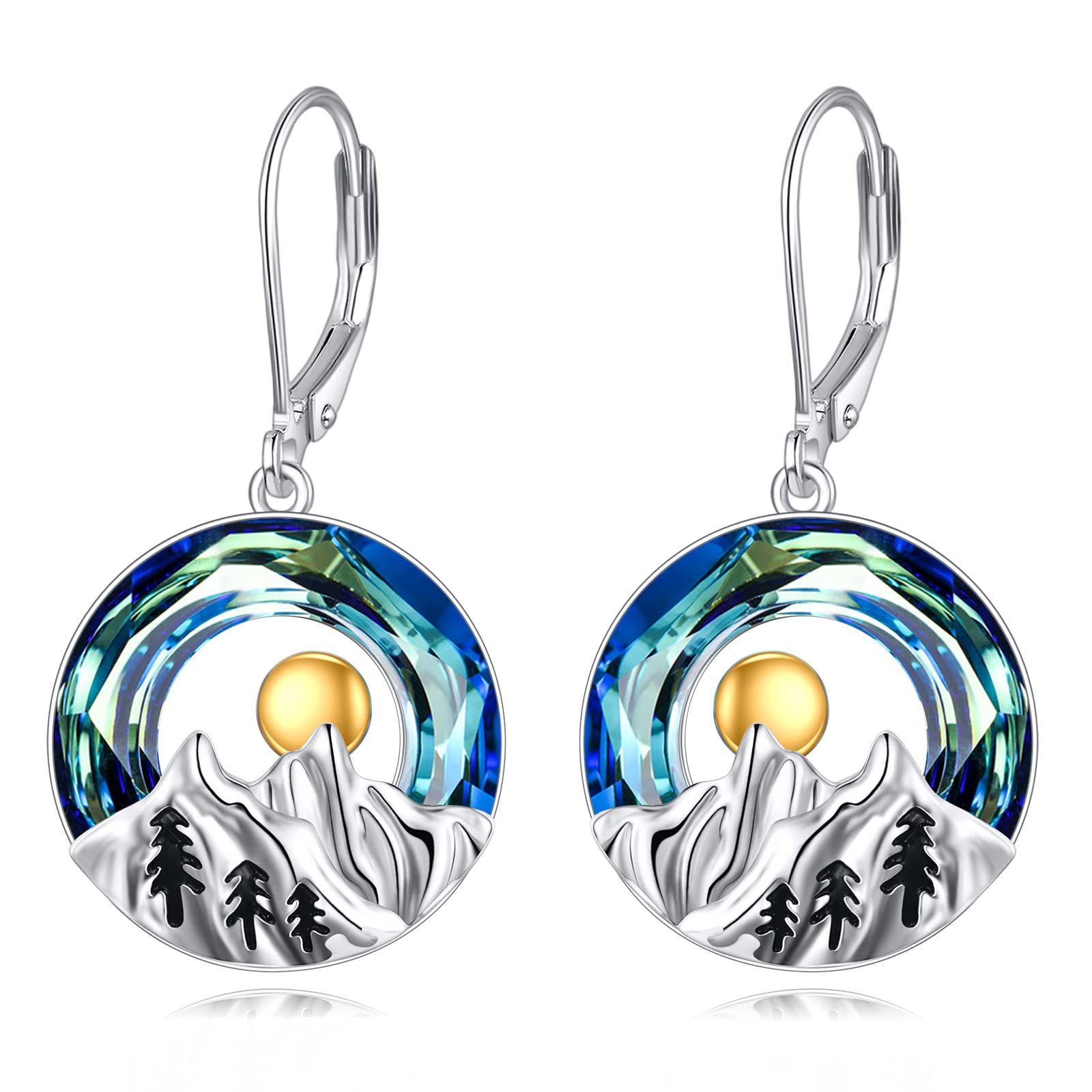 YFNMountain Earrings Sterling Silver Crystal Mountain Range Dangle Drop Earrings Nature Jewelry Gift for Skiers, Hikers, Campers, Climbers,Nature Lovers