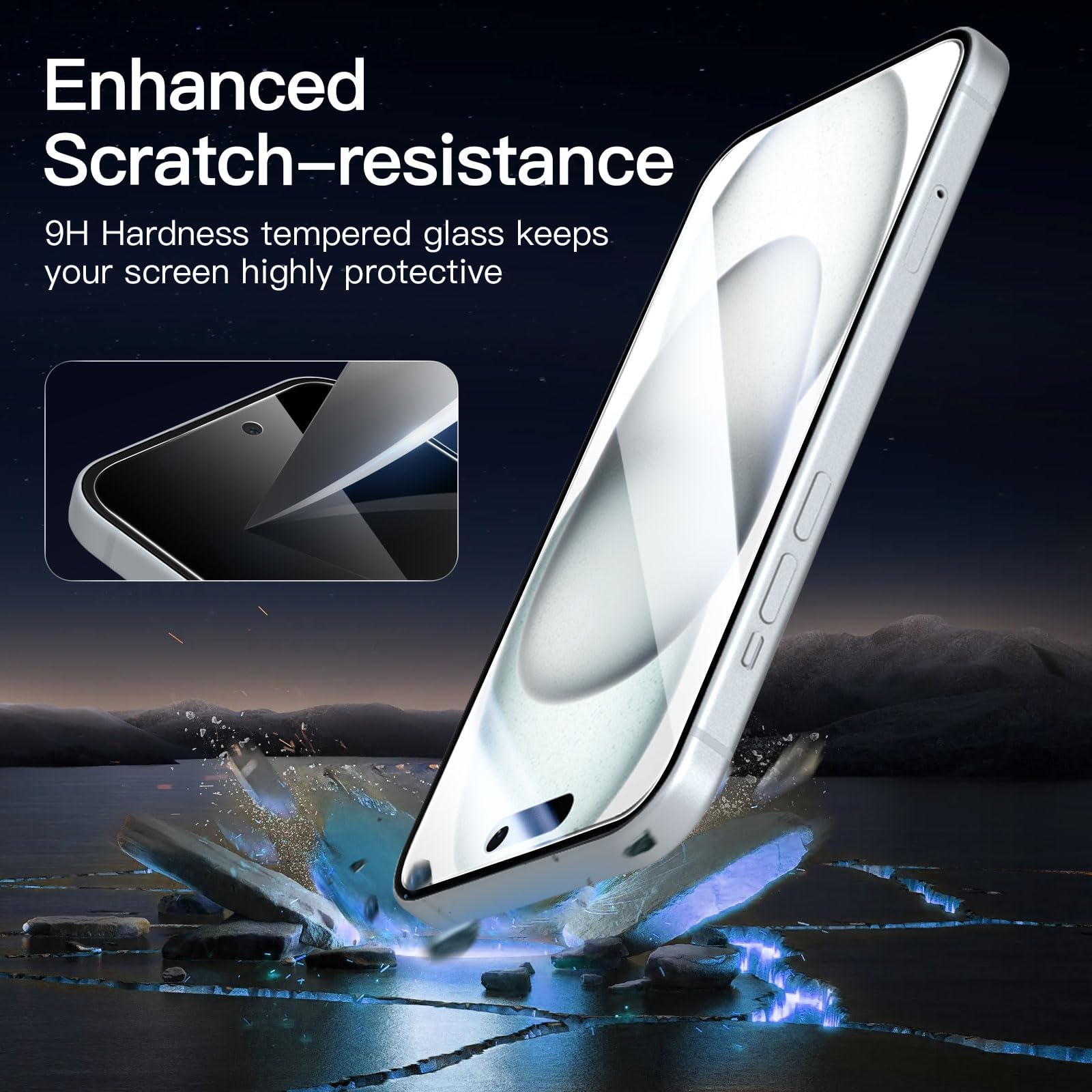 NEW'C 3 Sztuki, Prywatność Ochraniacz Ekranu dla iPhone 16, iPhone 15 (6,1 cala), Antyszpieg Folia ochronna ze szkła hartowanego odporność na zarysowania - Zawiera narzędzie ułatwiające montaż