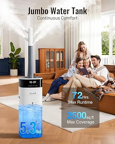Miniatura 4 de Humidificador de niebla fría y cálida para habitación grande, humidificadores de 5.3 galones20 litros para el hogar de 2500 pies cuadrados,