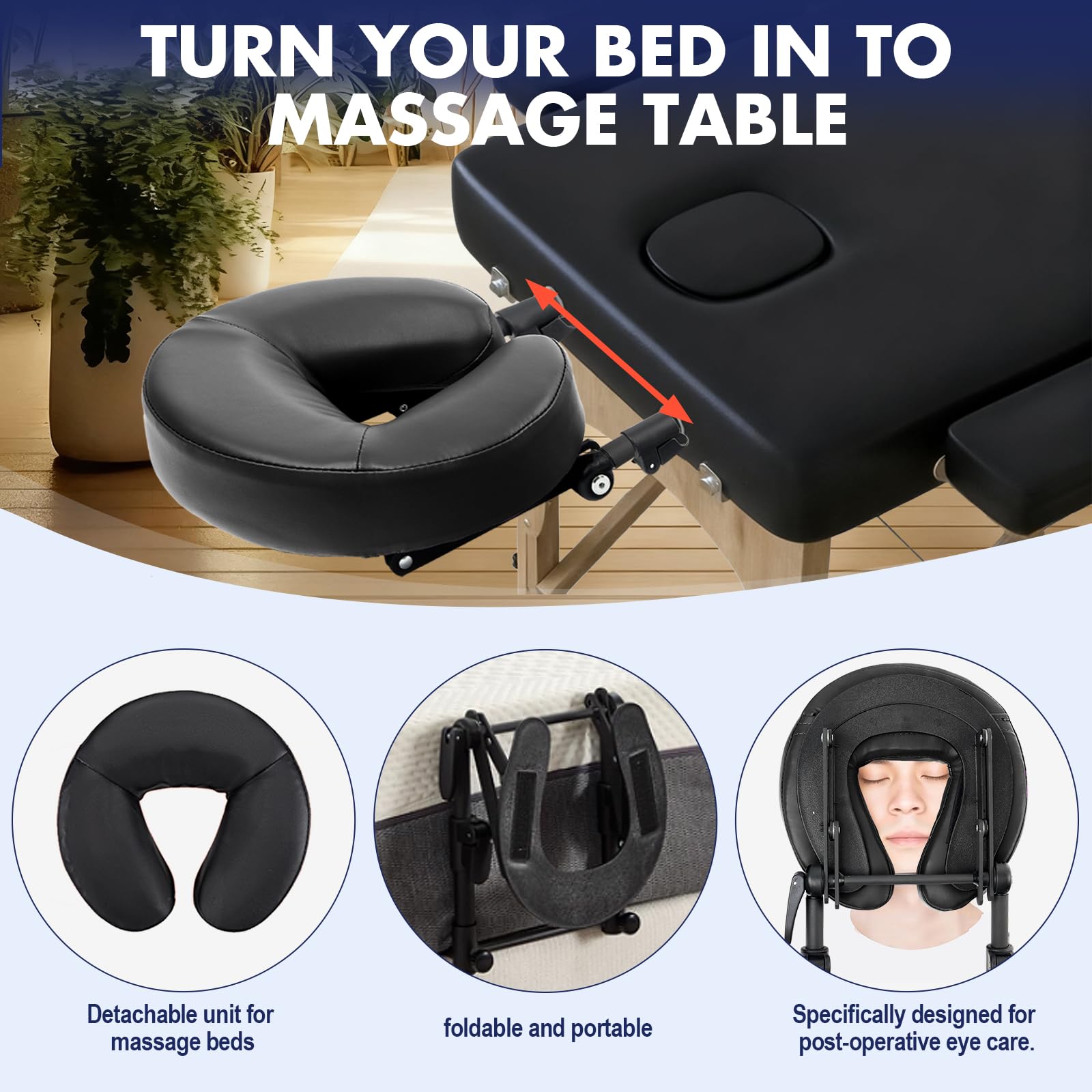 Poggiatesta da massaggio per letto, materasso per massaggi a casa, kit di massaggio superiore, poggiatesta regolabile cuscino per il viso lettino da massaggio a casa, cuscino a faccia in giù