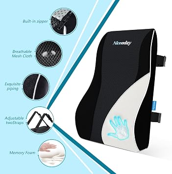 Niceeday Lumbar Support Pillow for Office Chair Car,Gel Lumbar Support Pillow for Office Chair Car