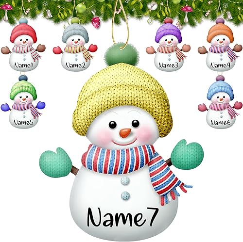 Miniatura 8 de 7 adornos de Navidad personalizados con nombre personalizado muñeco de nieve para árbol de Navidad, decoraciones colgantes regalos personalizados