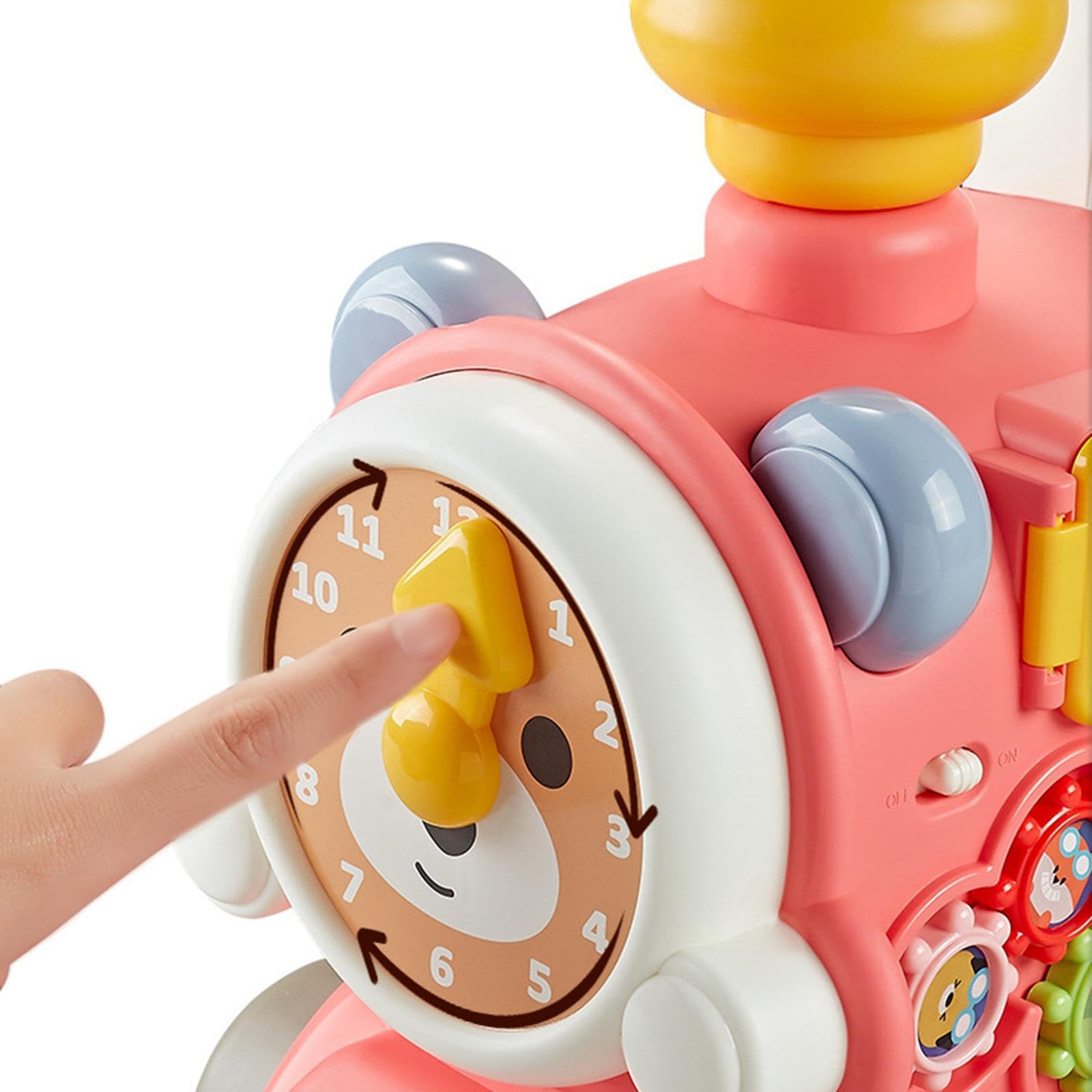 Qianly Centro attività con Trenino a Spinta E Funzione Musicale, Materiale PP/TPE, Adatto a Bambini E Bambine, per Uso Interno, Rosa