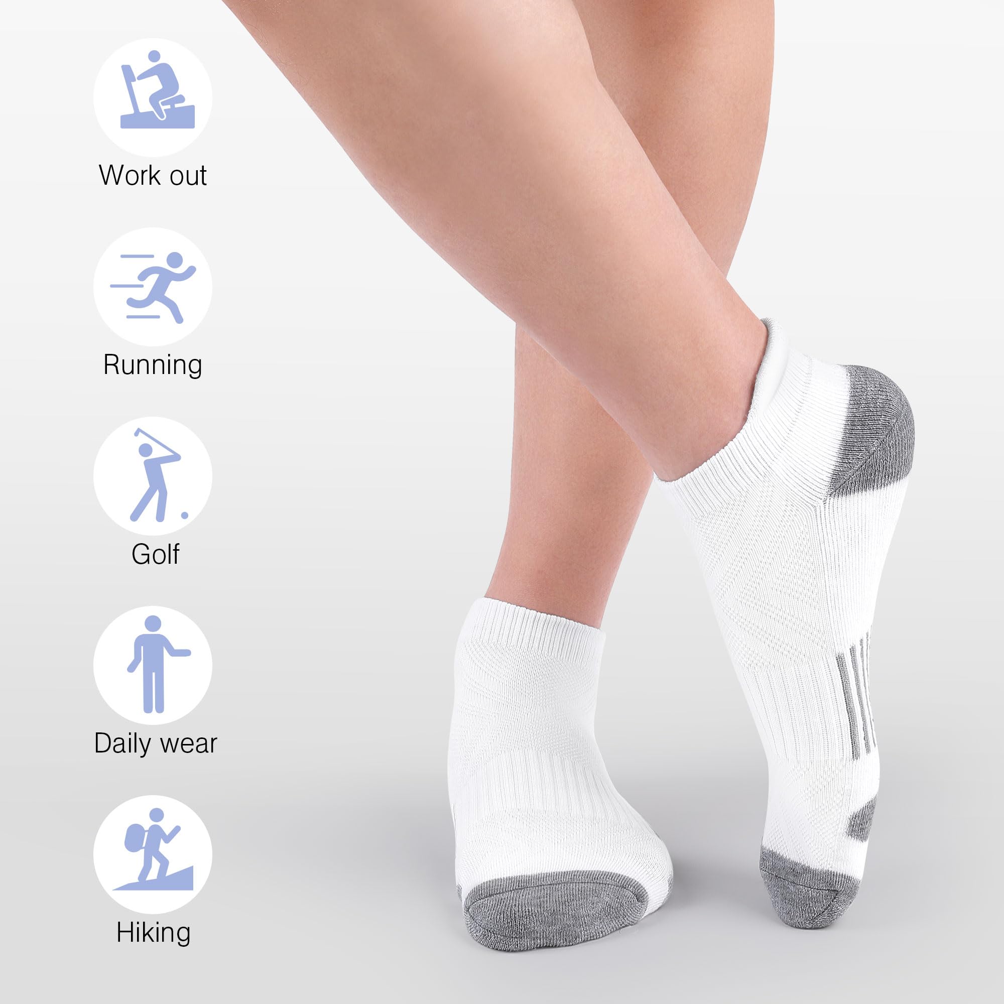 Felicigeely Calcetines deportivos de tobillo para correr, de corte bajo, transpirables, acolchados, para hombres y mujeres, 6 pares