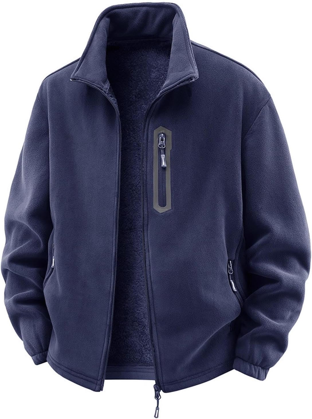 Men's Fleece Lined Jacket Warm Full Zip Up Thick Jackets Soft Outwear Winter Coat Sport Hiking with Zipper Pockets