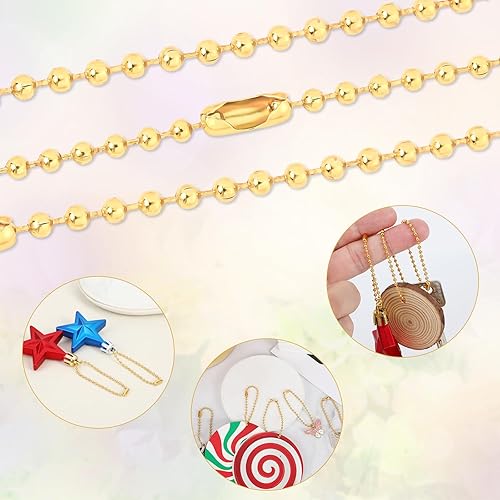 Vista 23 de SANNIX 100 cadenas de cuentas de bola, cadena de metal a granel para perro, cadena de bolas de 4.72 pulgadas con conectores para colgar decoración