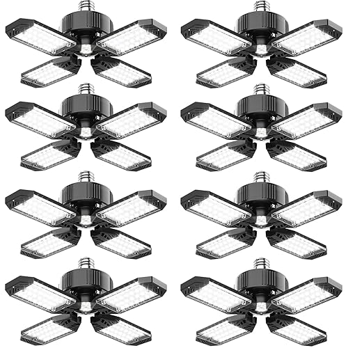 Garage Light - 8PACK 130W 13000LM Deformable 4+1 Panel LED