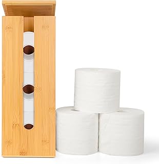 GOBAM Bamboo Toilet Paper Storage - Fits 3 Mega Toilet Paper, Bathroom O...