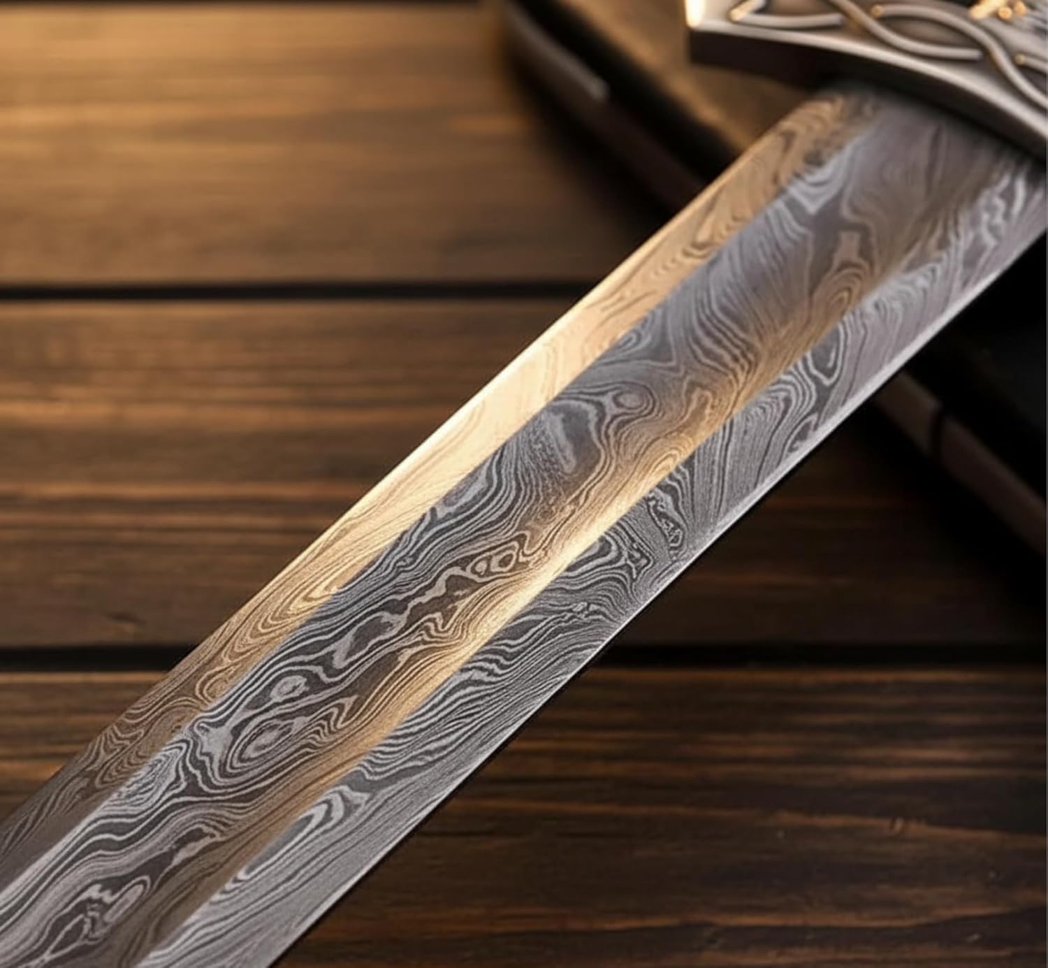 Viking Sword – Real Damascus Steel Battle-Ready Northman Swords | Handmade Functional Viking Sword Prop | Gift for Him, Prop Tools with Origional Leather Scabbard