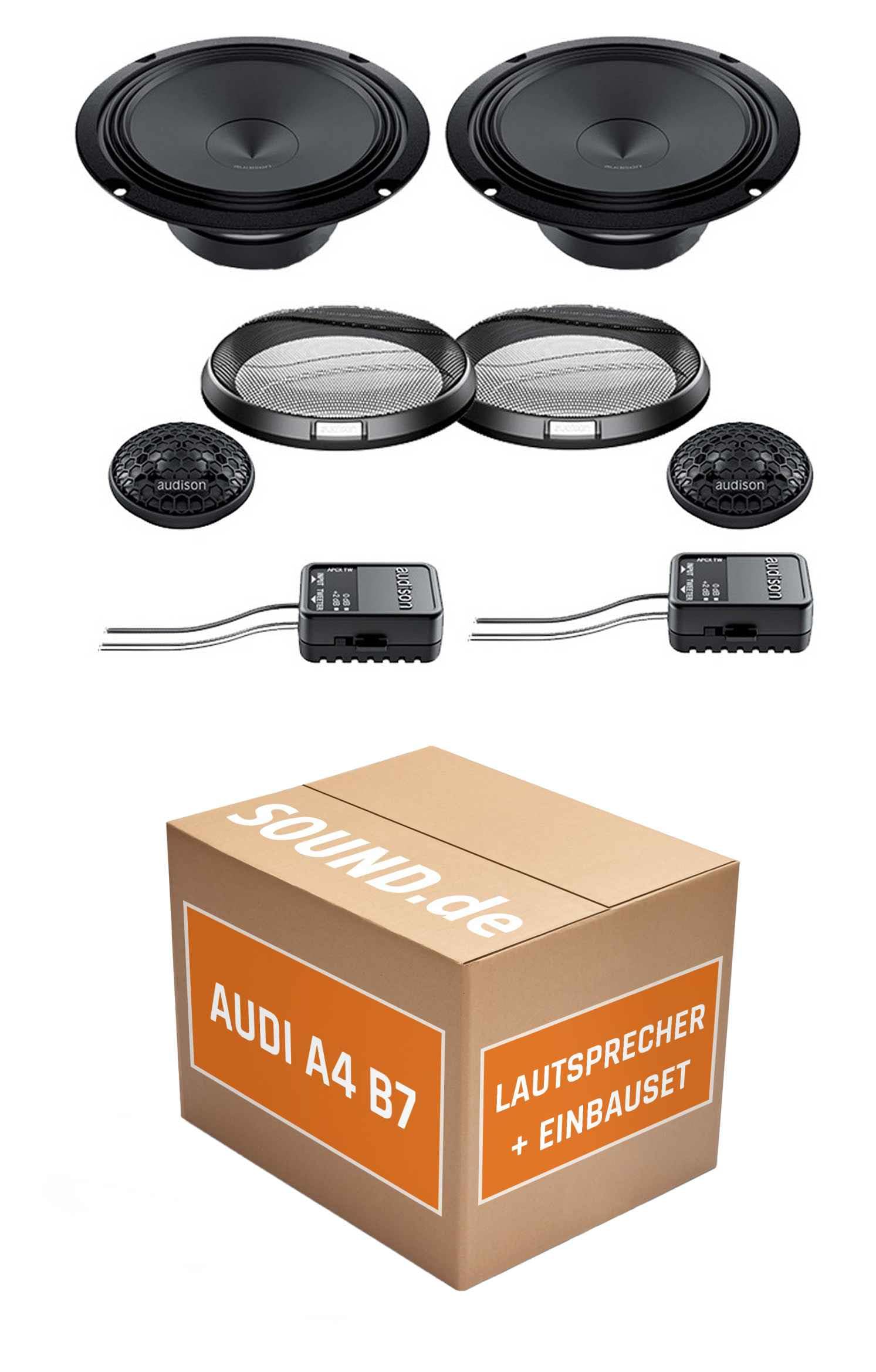 JUST SOUND best choice for caraudio Lautsprecher Boxen Einbaupaket für Audison APK-165 kompatibel mit Audi A4 B7, Cabrio vorne | 2X Tief-Mitteltöner 2X Hochtöner