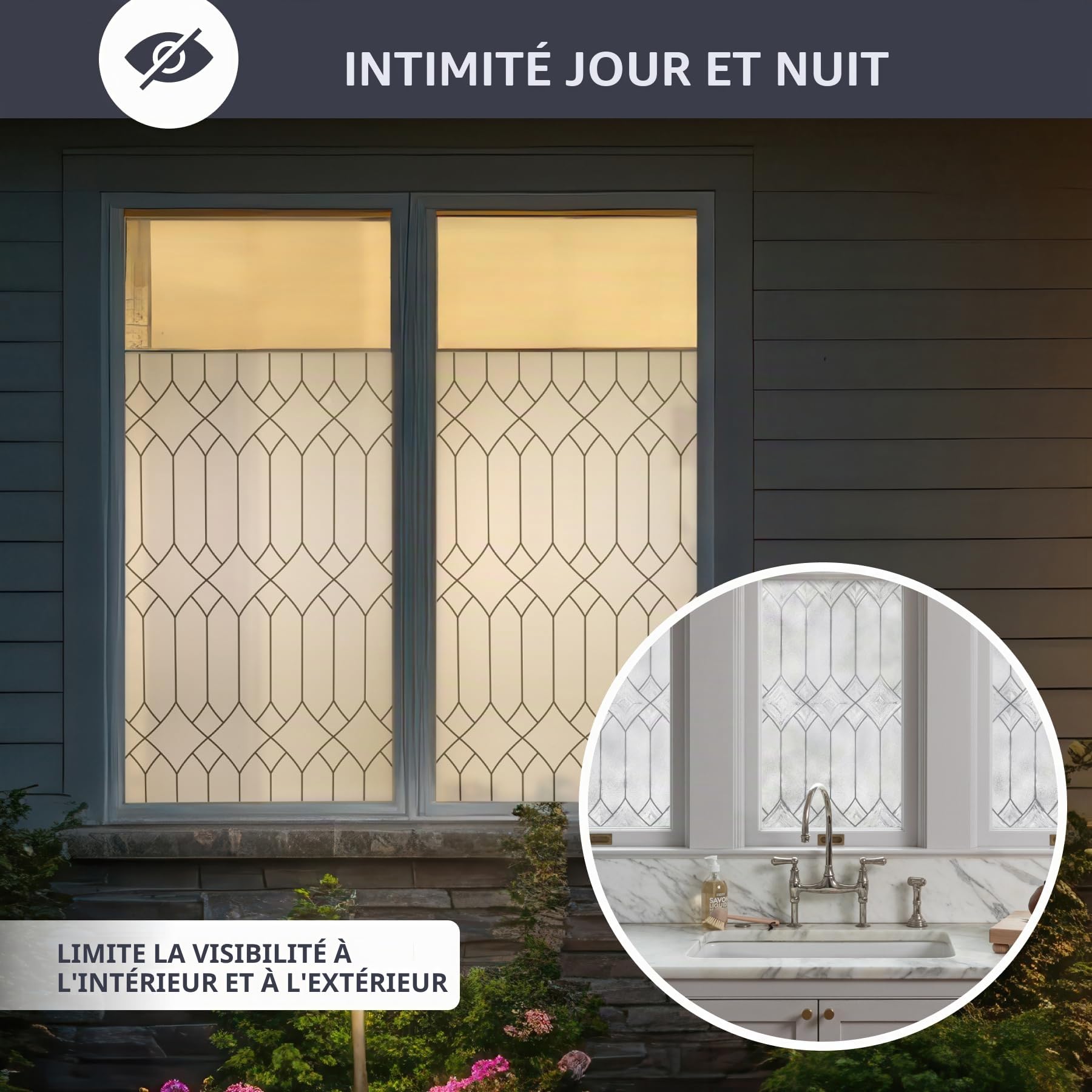 ARTSCAPE Regent | Film de confidentialité pour fenêtre avec Motif en Verre au Plomb texturé | Non adhésif et Protection UV | Facile à appliquer et Amovible | 61 x 91 cm