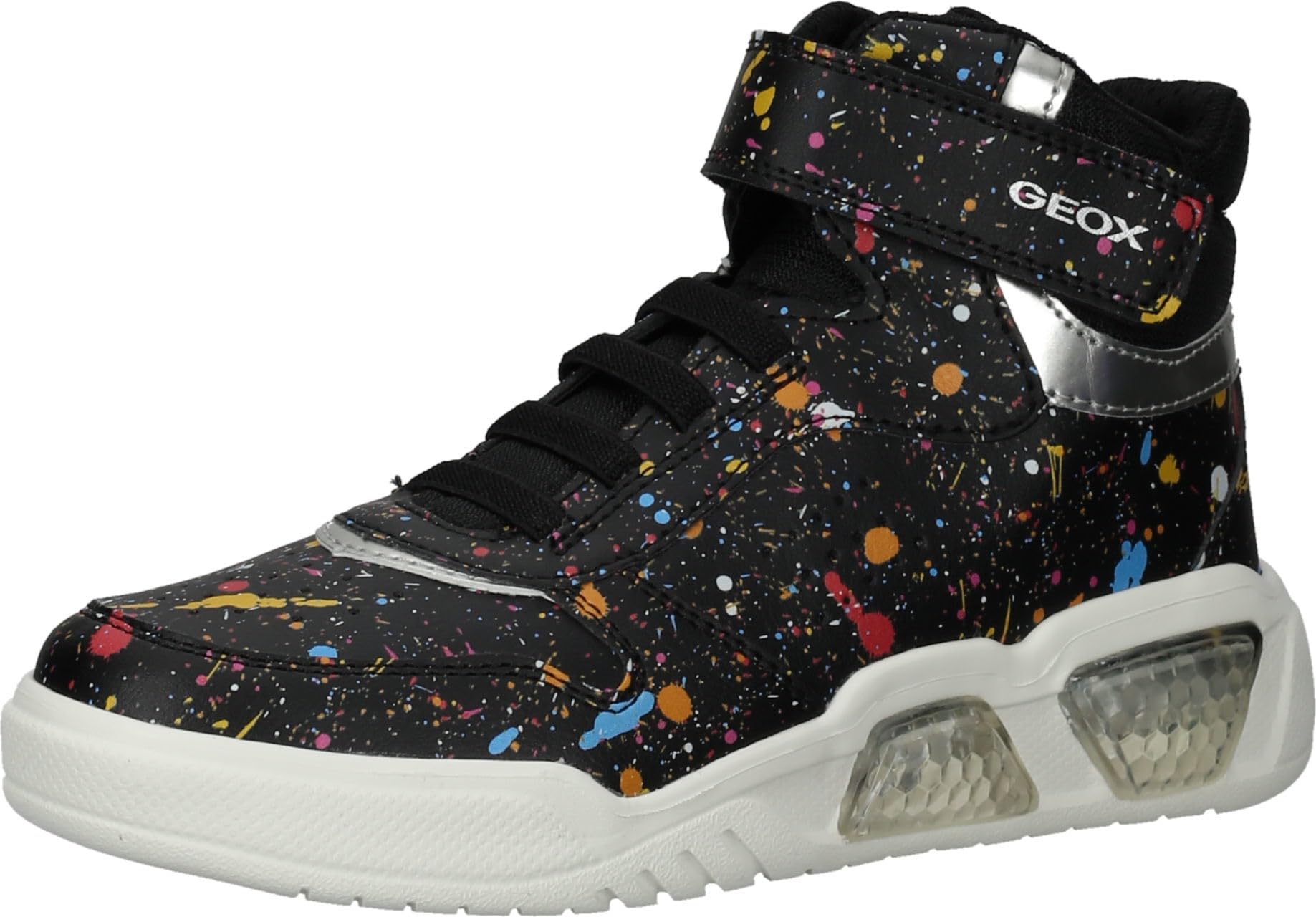 Geox Girl's J Illuminus Sneaker, Black, 1