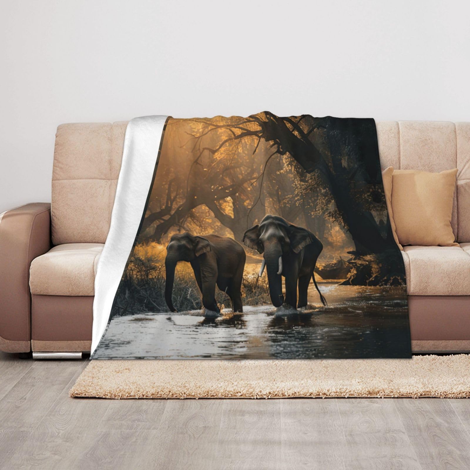 Couverture éléphant peluche haut de gamme 127x101 cm