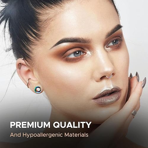 Miniatura 51 de BodyJ4You kit de 37 piezas de diferente calibre para dilatar perforaciones de oreja, aceite de jojoba, 14G-00G, acero quirúrgico Negro