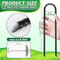 Vista 2 de Gtongoko Trampoline Stakes, Trampoline Accessories, Ground Stakes Heavy Duty with T Hook, Ground Anchors, Rebar Stakes, High Wind Tent Anchors