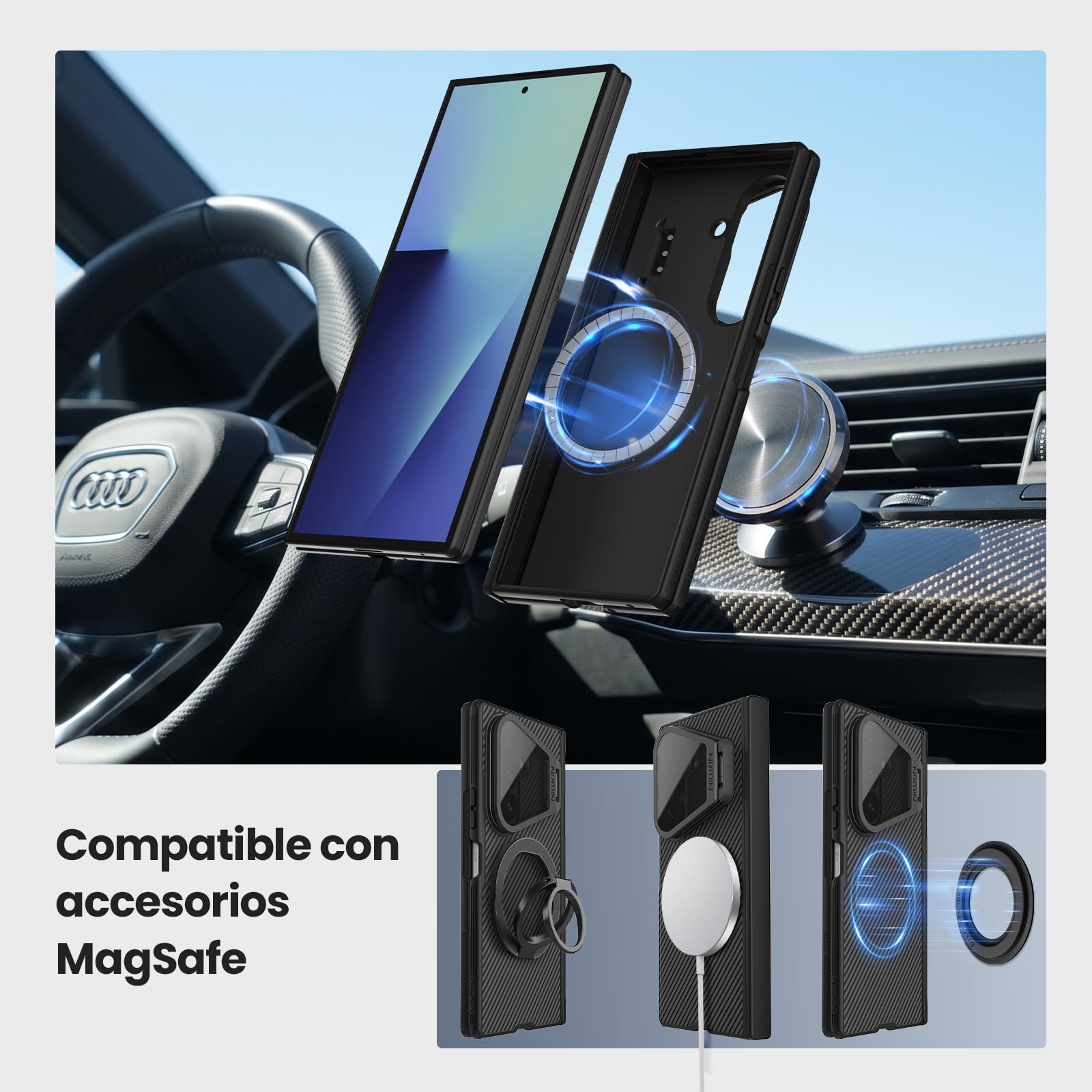 Nillkin CamShield Fold Magnética Funda para Samsung Galaxy Z Fold 8 Ultra,Diseño con Tapa Transparente,Función Soporte y Protección de la Lente,Slim Stylish (Negro)