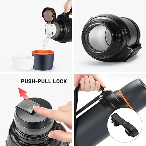 Miniatura 6 de Olerd Termos de café grandes de 64 onzas  medio galón para viajes, jarra de agua aislada al vacío clásica con taza de plástico, botella de bebida