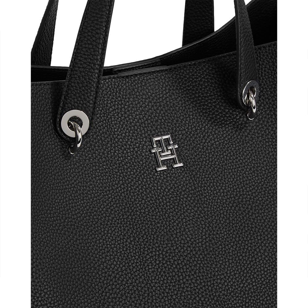 Tommy Hilfiger Damen Satchel Tasche Emblem abnehmbarer Schulterriemen