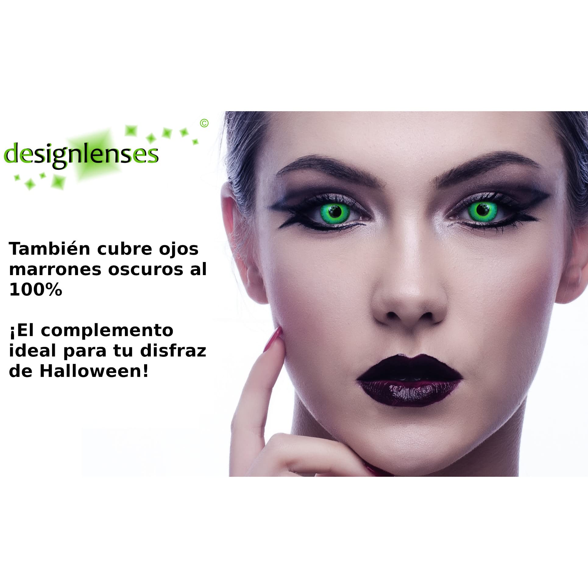 Dos lentillas de color verde para Cosplay Halloween disfraces duende disfraz lentes sin dioprtías/corregir + gratis caso de lente „Green Elfe"