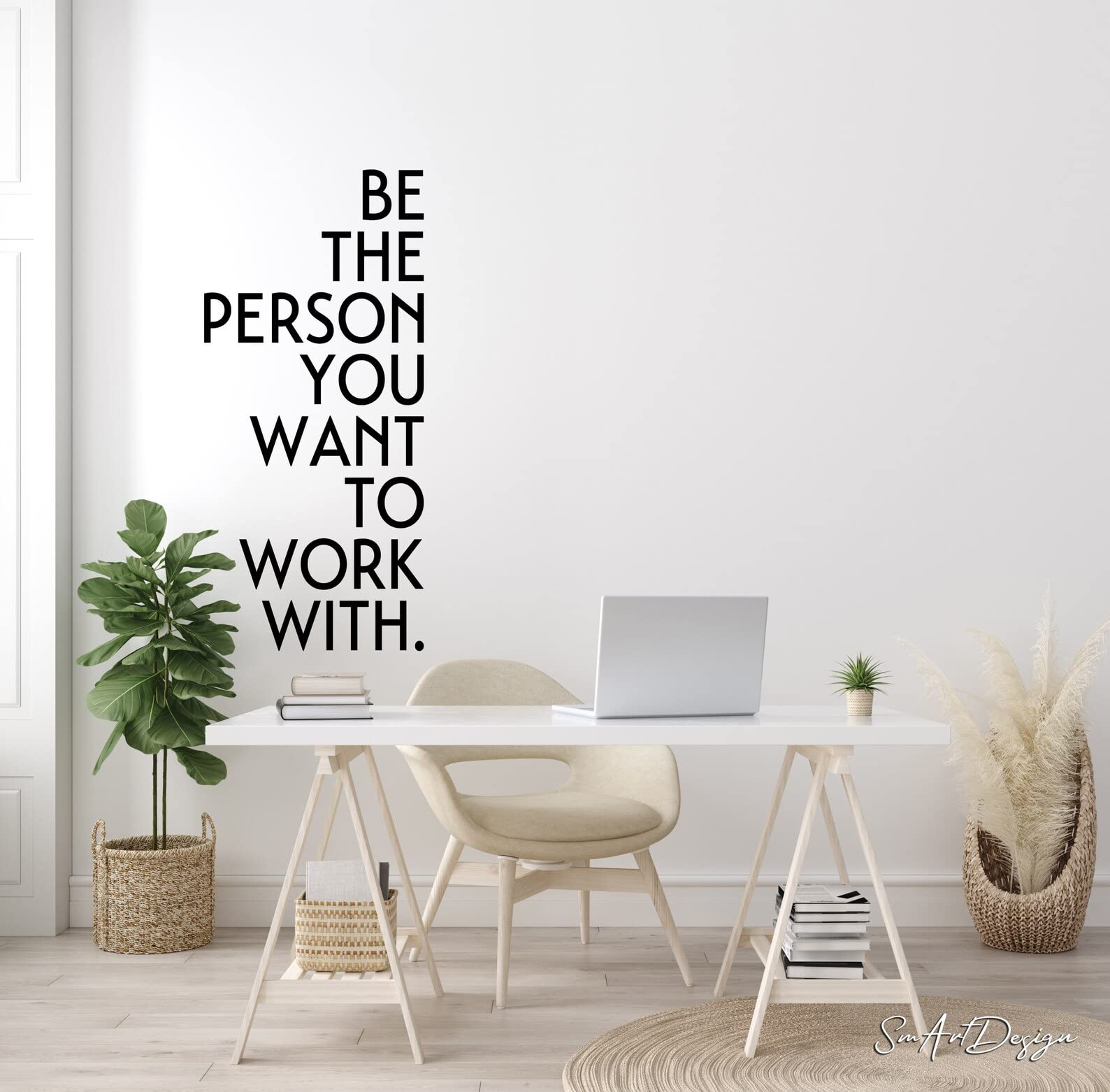 Be The Person Who You Want Work with Quote Decal Art Office Sticker Home Wall Decor Inspirational Wall Vinyl Decoration Teleworking Home Design YMX70 (42x82cm, Black)