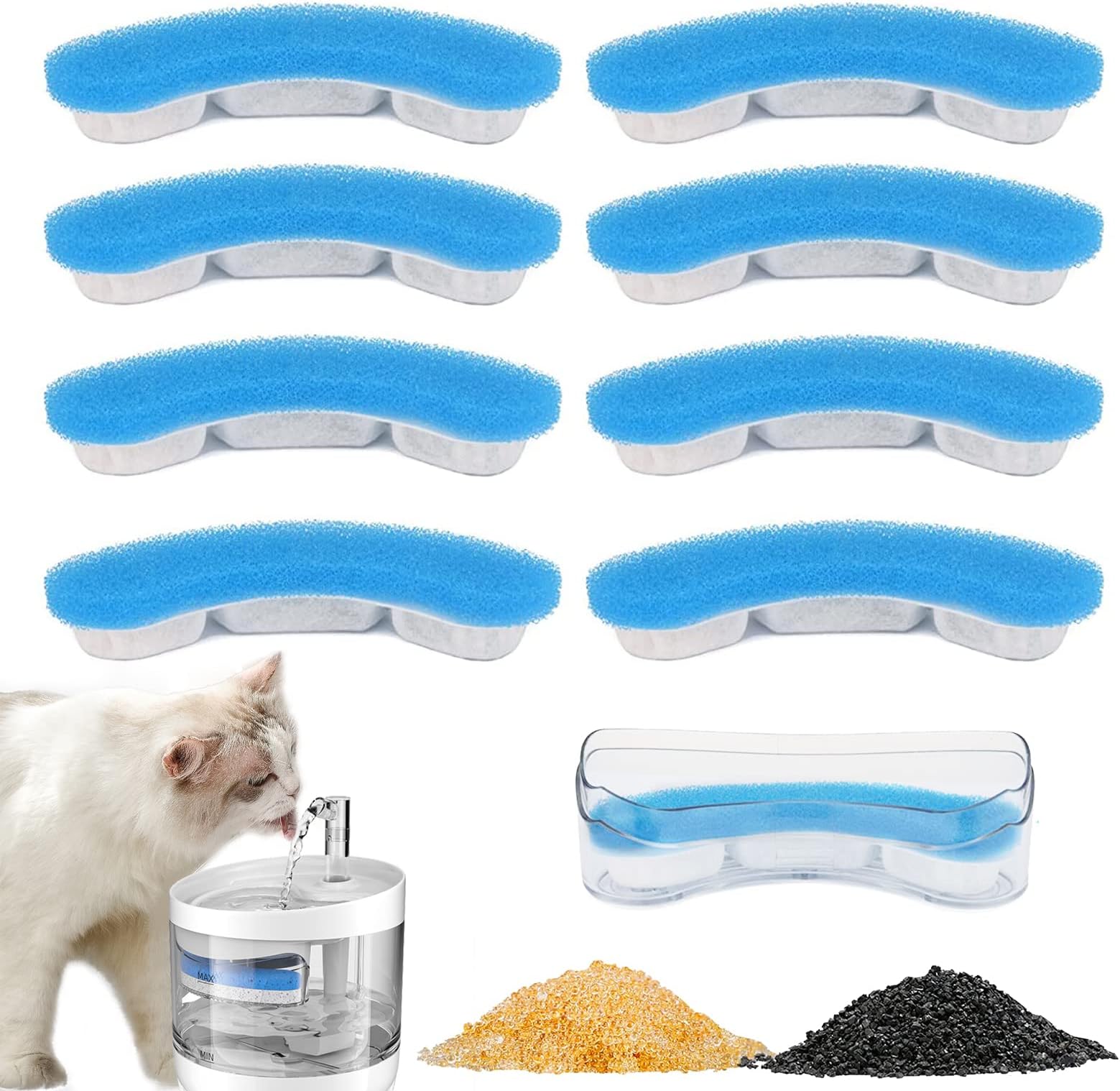 10Pcs Pet Fountain Filters Replacement for WF020 Cat Water