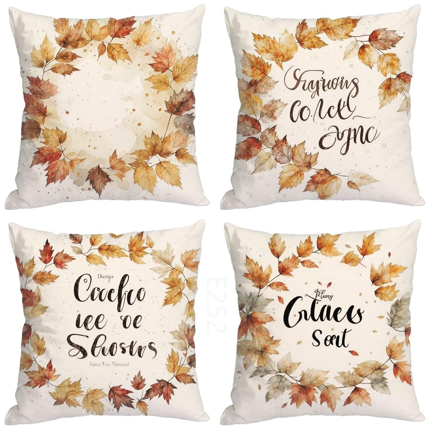 foglia acero Federe Cuscini Divano 45x45cm,4 Pack Autunno Estate Esterno Cuscini per Divano,Doppio Lato Quadrato Morbido Cuscini Divano,per Divano Soggiorno Sedia Autunno Dekoration Cuscino LY-252