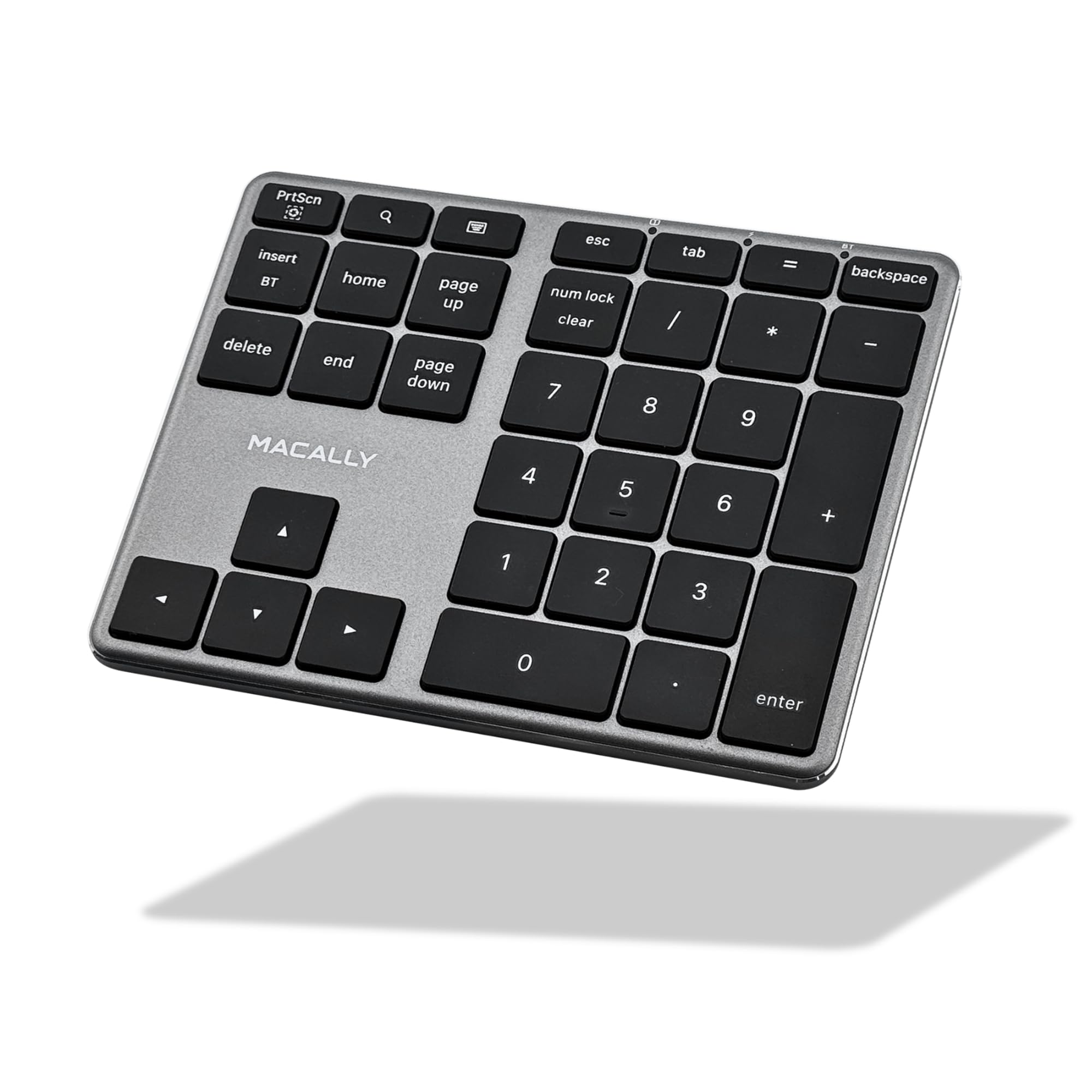 Macally Bluetooth Number Pad for Laptop - Slim Aluminum Design - Rechargeable Wireless Numeric Keypad - 35 Key Numpad Keyboard for Data Entry - for Mac, MacBook Pro/Air, iPad, iPhone, iOS, PC, Android