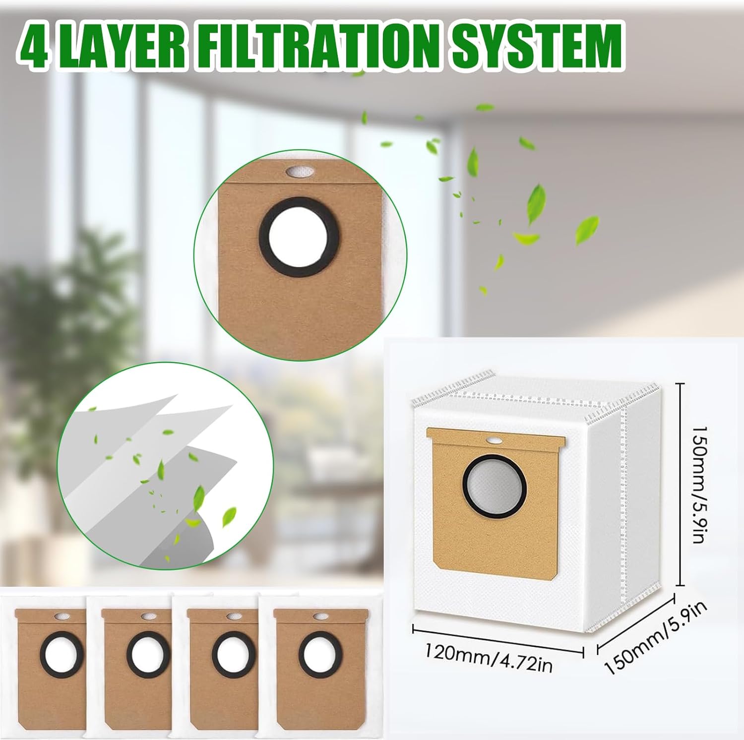 Replacement parts for Eufy L60/ L60 SES/ L50/ L50 SES vacuum clean robot accessories,1 Roller Brush,4 Filters &Foam Filters,4Side Brush,4dust bag