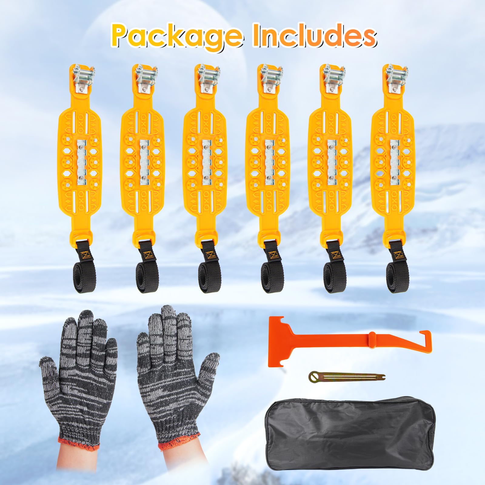 6pièces chaînes à neige pour voitures universelles pour pneus de voiture chaînes de pneus de neige d'urgence antidérapantes chaînes de traction de roue de pneu réglables pour TPU Van camion SUV