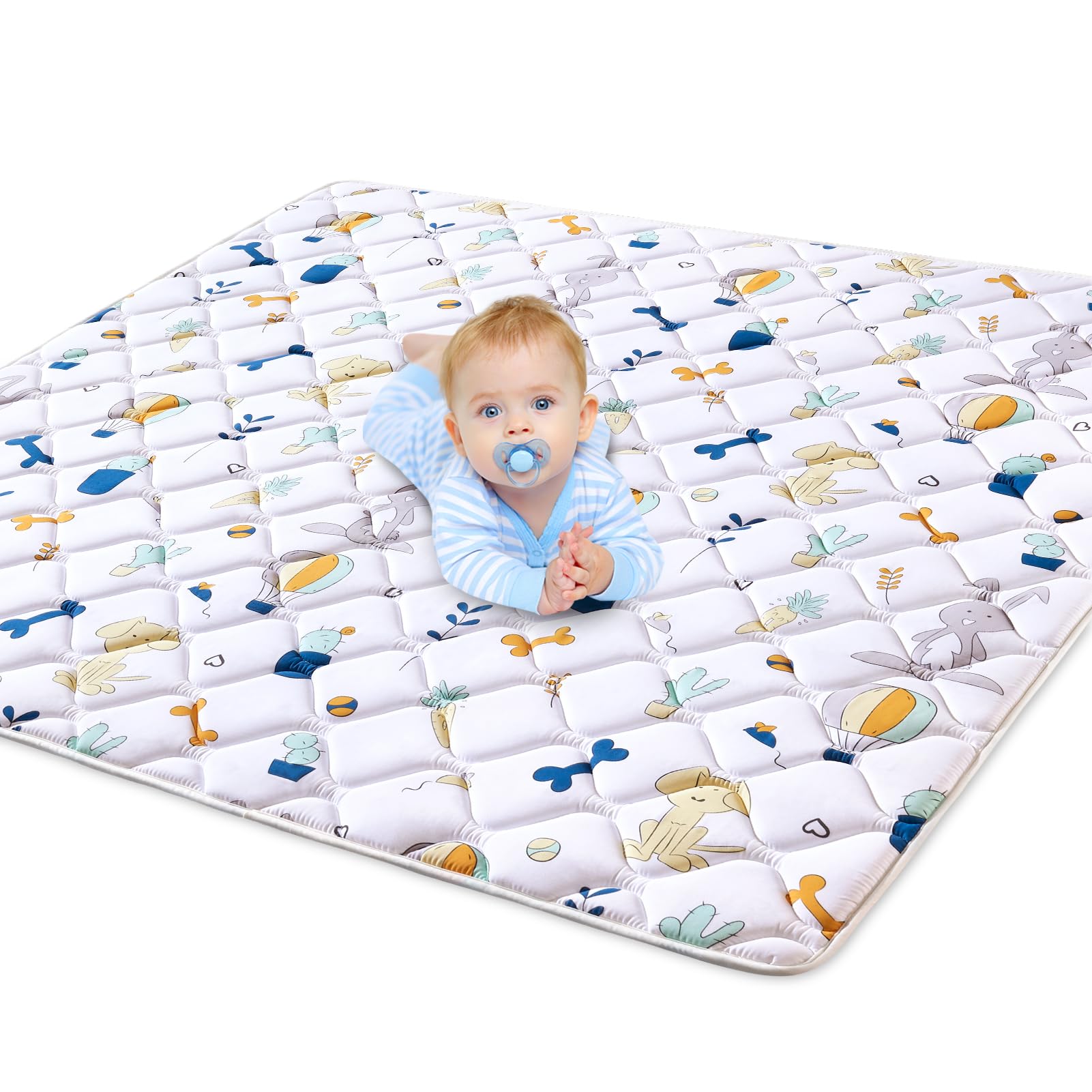 Premium Foam Baby Play Mat, 50x50 Inch Foldable and Machine Washable Crawling Mat, Thicken Soft Baby Play Mats for Floor, Non-Slip Cushioned Baby Playmat for Infants, Babies, Toddlers