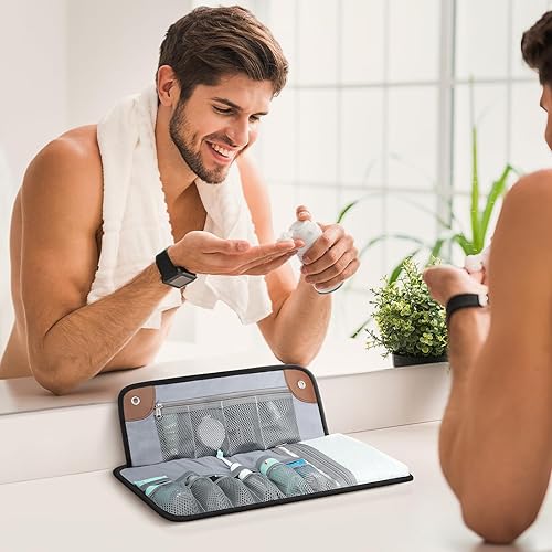 Miniatura 5 de Artículos esenciales de viaje, neceser para hombres, organizador compacto de rollos de baño para higiene, kit de artículos de tocador, regalos de