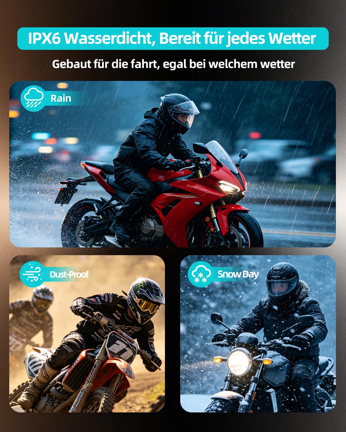 BLAISE V6 Plus - Cuffie Bluetooth per moto, sistema di comunicazione per 2 fino a 6 persone, portata di 1000 m, condivisione musicale, cancellazione del rumore, batteria 20 ore, impermeabile IPX6