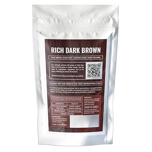 Miniatura 2 de Tinte natural de henna para el cabello, 100% polvo de henna puro para el crecimiento del cabello orgánico (marrón oscuro, 3.53 onzas + 1.76 onzas