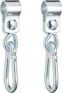 Relaxdays Schaukelhaken mit Karabinern, 2er Set Manschettenhaken, 25 mm, Schaukelbefestigung, rostfreies Eisen, Silber