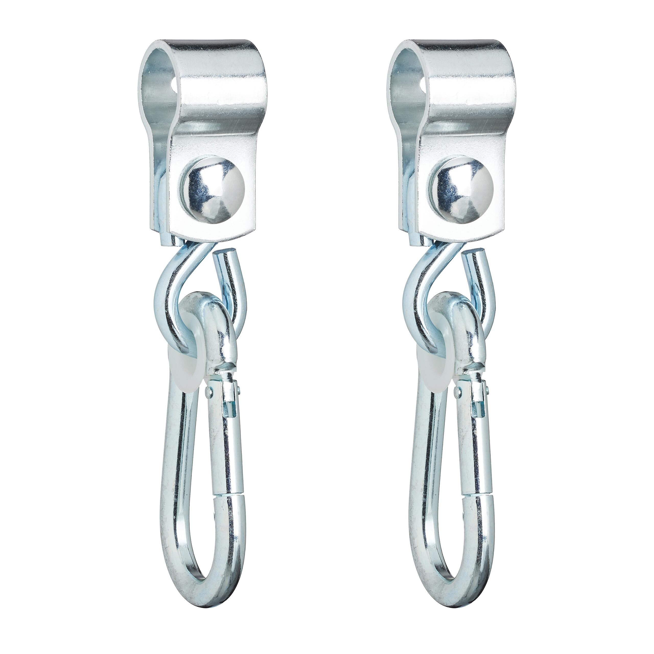 Relaxdays Ganci per Altalena a Bilico con Moschettoni, Set di 2, 25 mm, Anello di Fissaggio, Ferro Antiruggine, Argento
