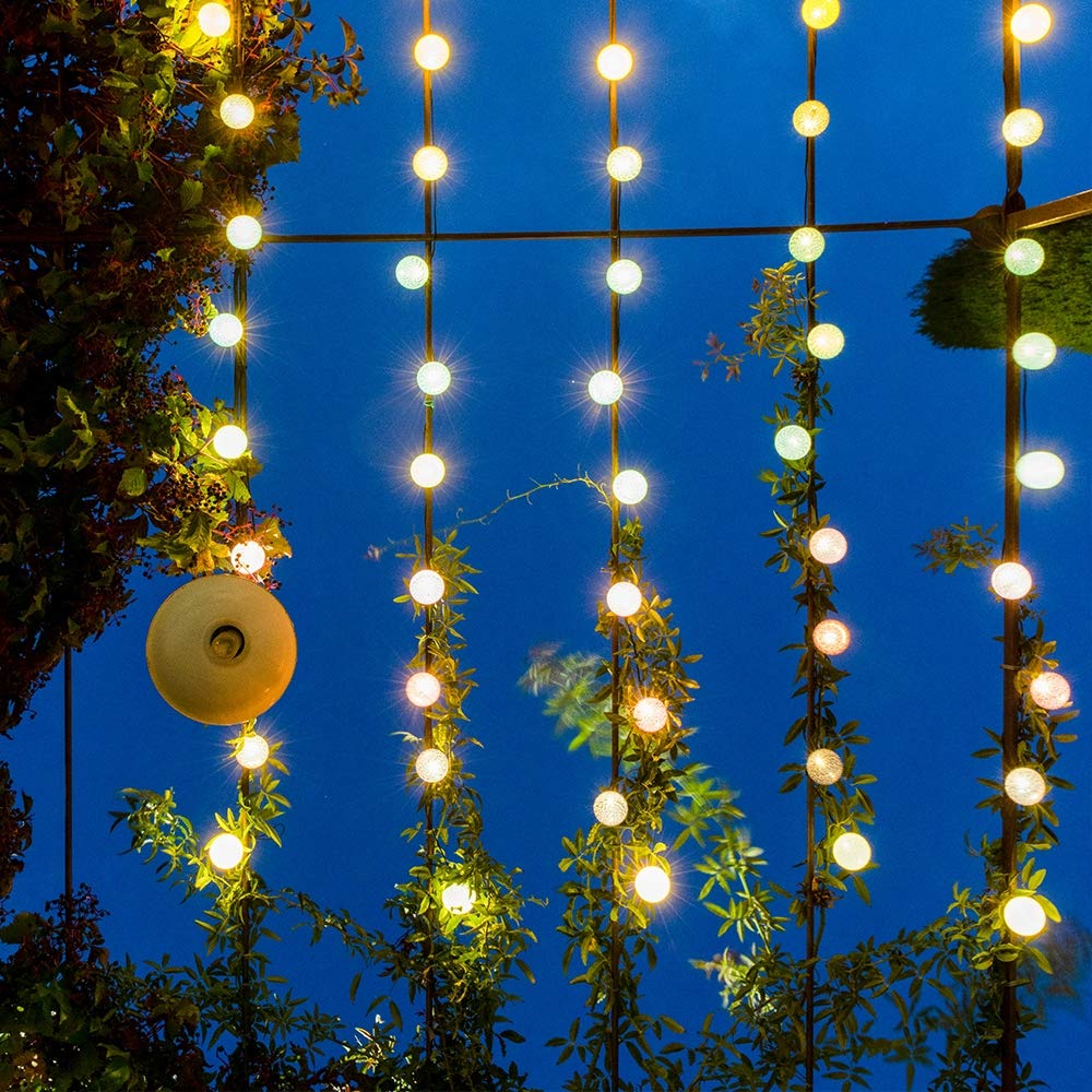 Ghirlanda per esterno sfere luminose LED – Impermeabile IP65 – Pannello solare alta efficienza – On/Off automatico –Arlequin - 32 Sfere