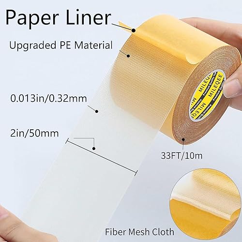 Miniatura 2 de Cinta de doble cara resistente, 2 pulgadas x 33 pies (32.8 ft) de alta adherencia, fuerte de 2 lados, cinta de tela duradera para conductos, cinta