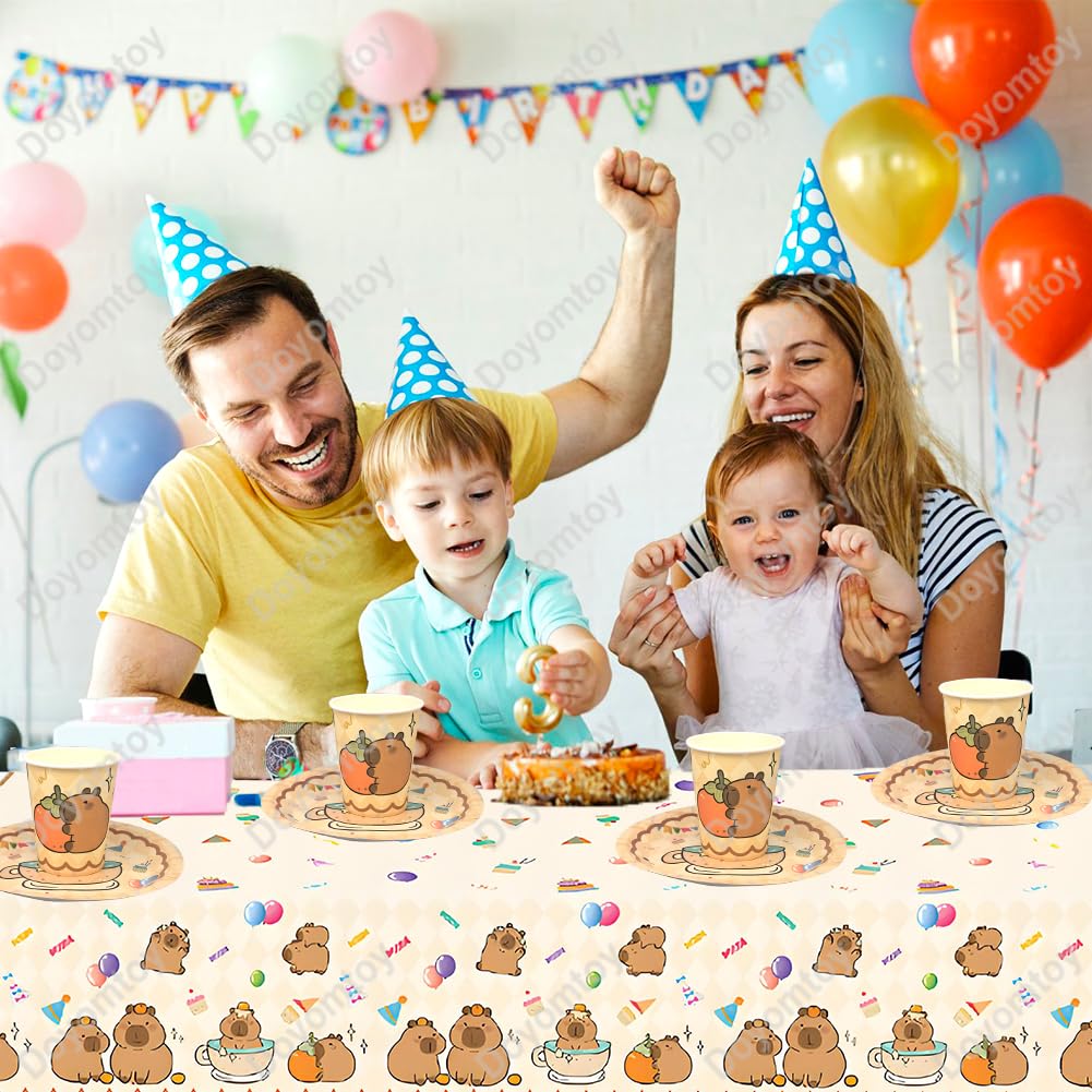 Stoviglie per Feste Kapybara,Doyomtoy Capybara Compleanno Decorazioni Piatti di Compleanno, Tazze, Tovaglioli per Baby Shower Bambini Compleannos Favors 20 Ospiti