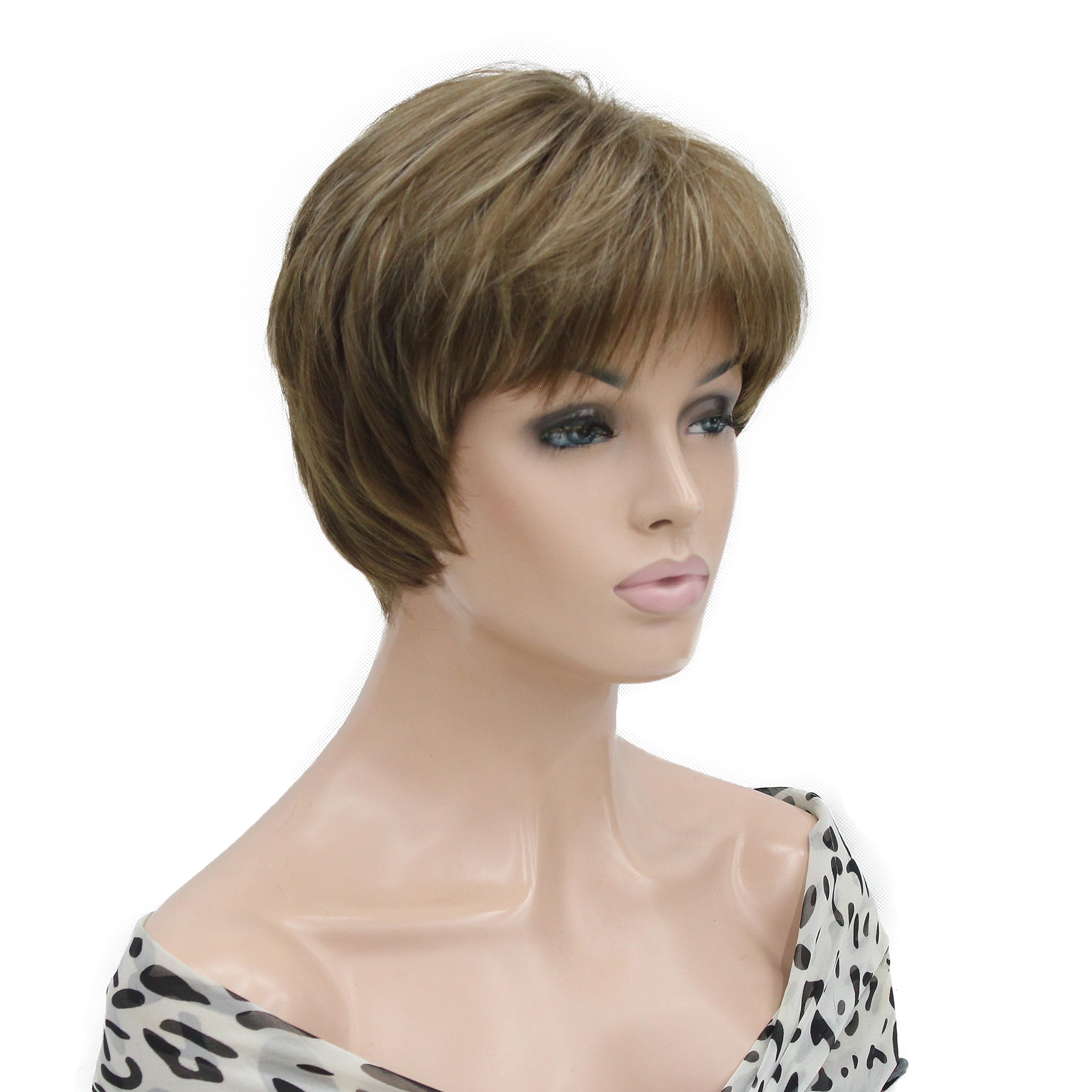 Lydell Short Layered Shaggy Full Heat Resistant Synthetic Wigs 12TT26 Brown Highlights - Image 2