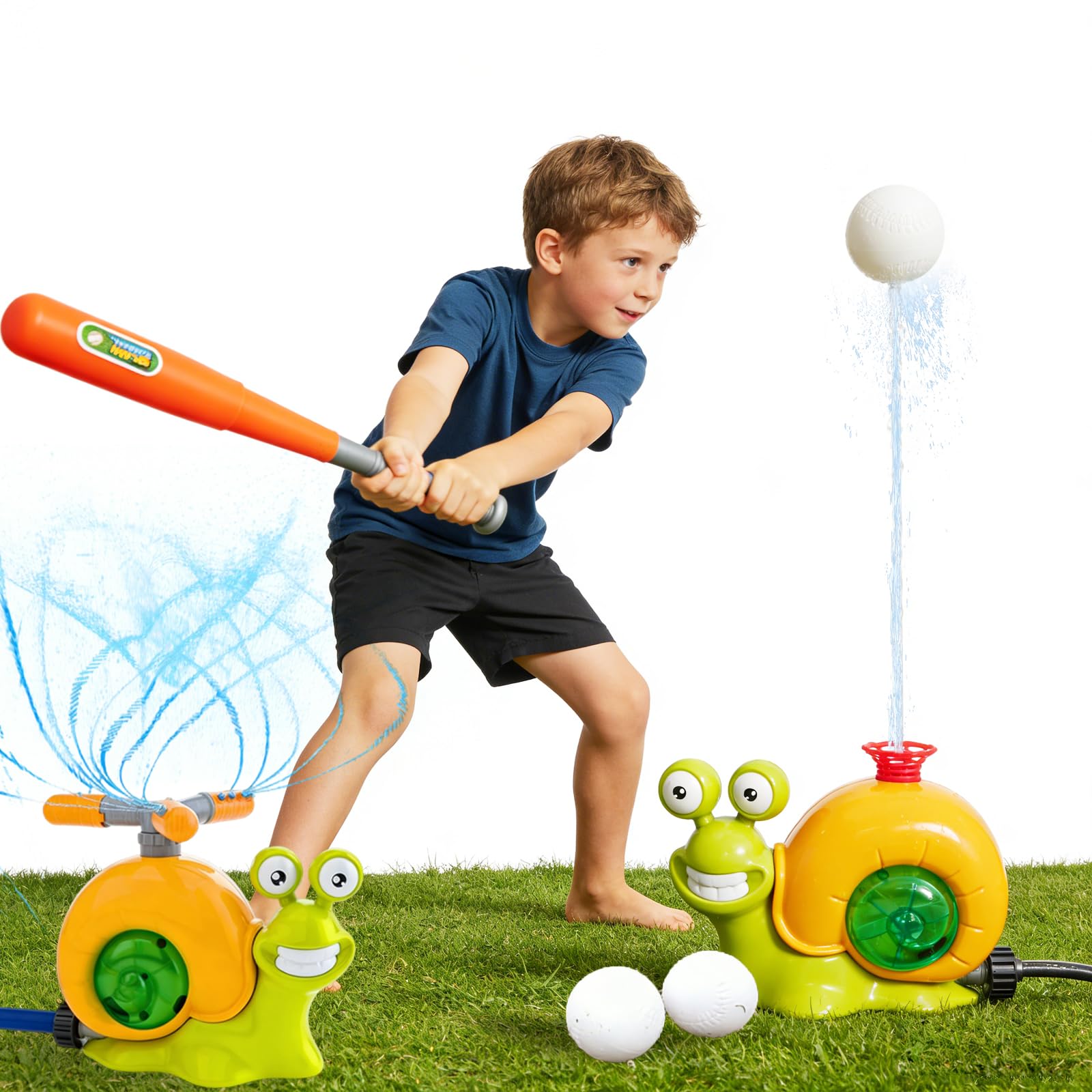 2 in 1 Water Sprinkler Baseball Toy for Kids Snail Water Toy with Spiral Nozzle