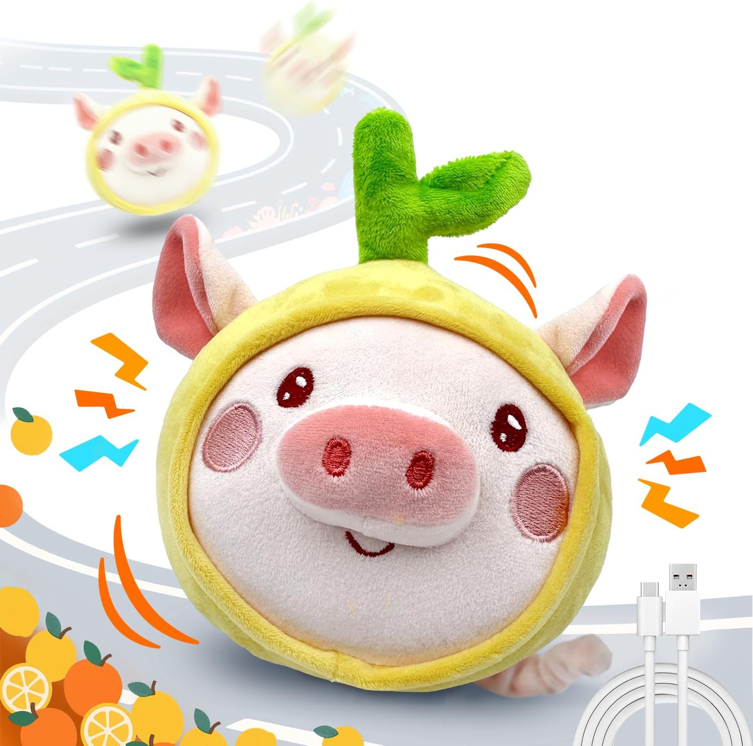 Interactive Dog Toys, [Newly Upgraded] Moving Dog Toy to Keep Them Busy, Bouncing Dogs Toy/Squeaky Rolling Ball with Jumping Music Silent Mode for Small Medium Large Dogs (Upgrade Pig)