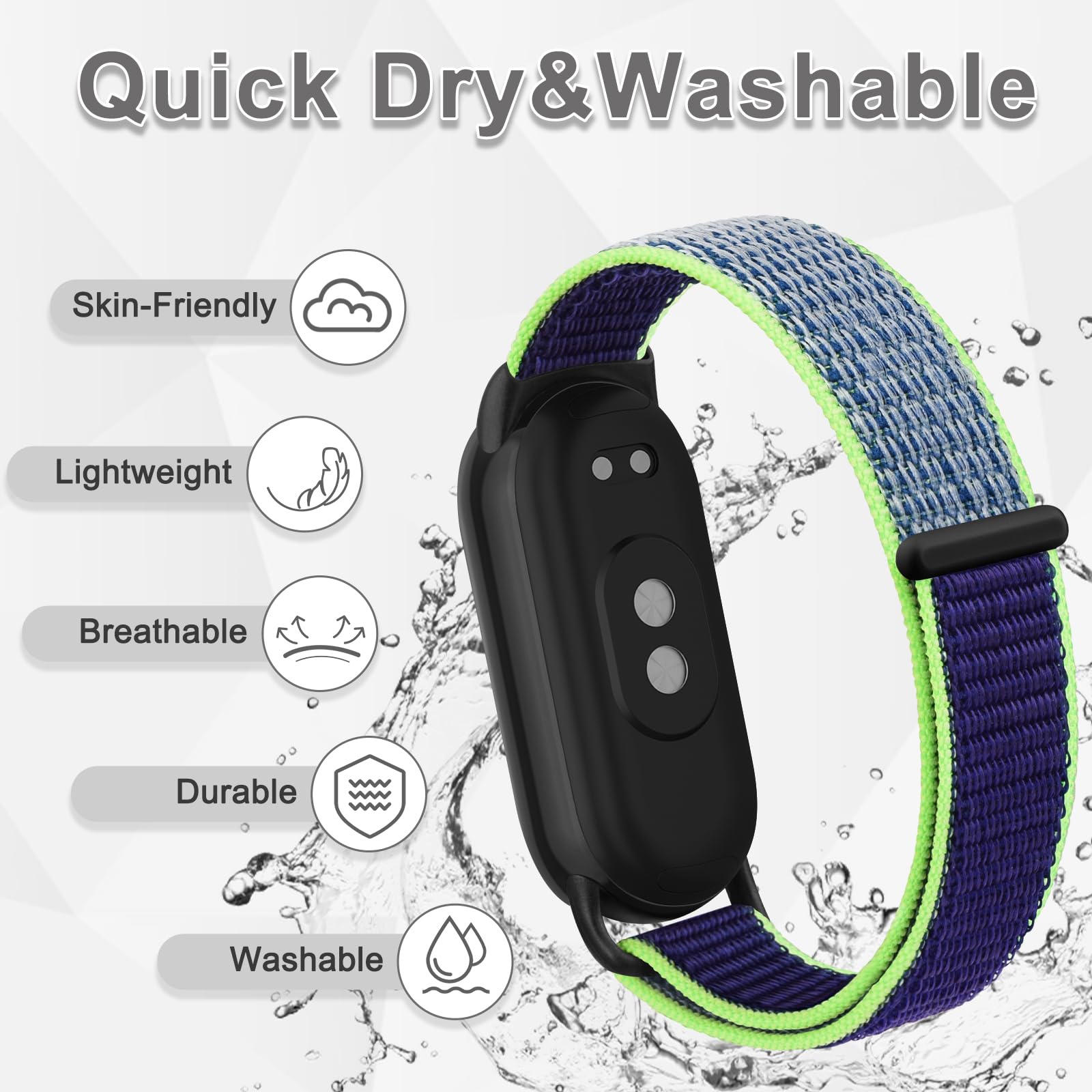 Mugust 2er Set Nylon-Armbänder Für Xiaomi Mi Band 8/9/10 – Verstellbar, Dehnbar, Grau & Rosa, Für Damen & Herren