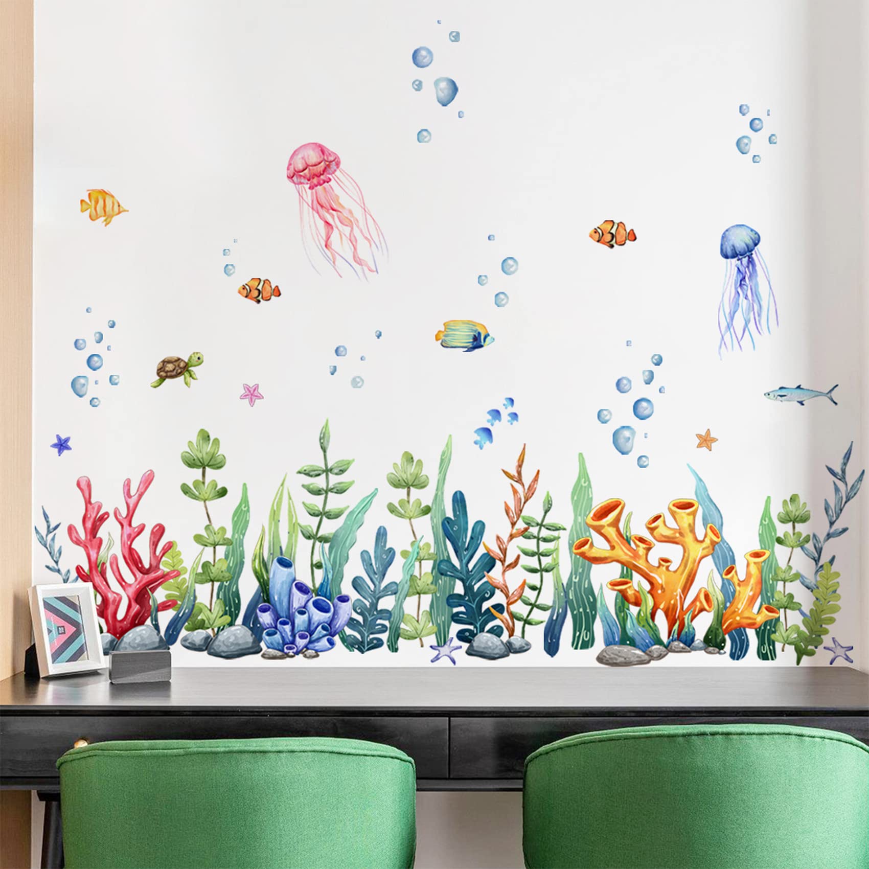 Autocollants muraux 3D dinosaure océan grand format pour décoration murale chambre enfant