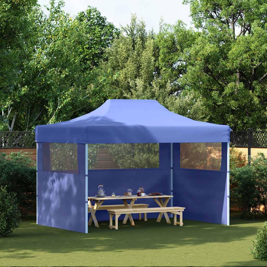 Gartenpavillon, faltbar, für den Außenbereich, mit 3 Wänden, 3 x 4 m, Stahl, Blau