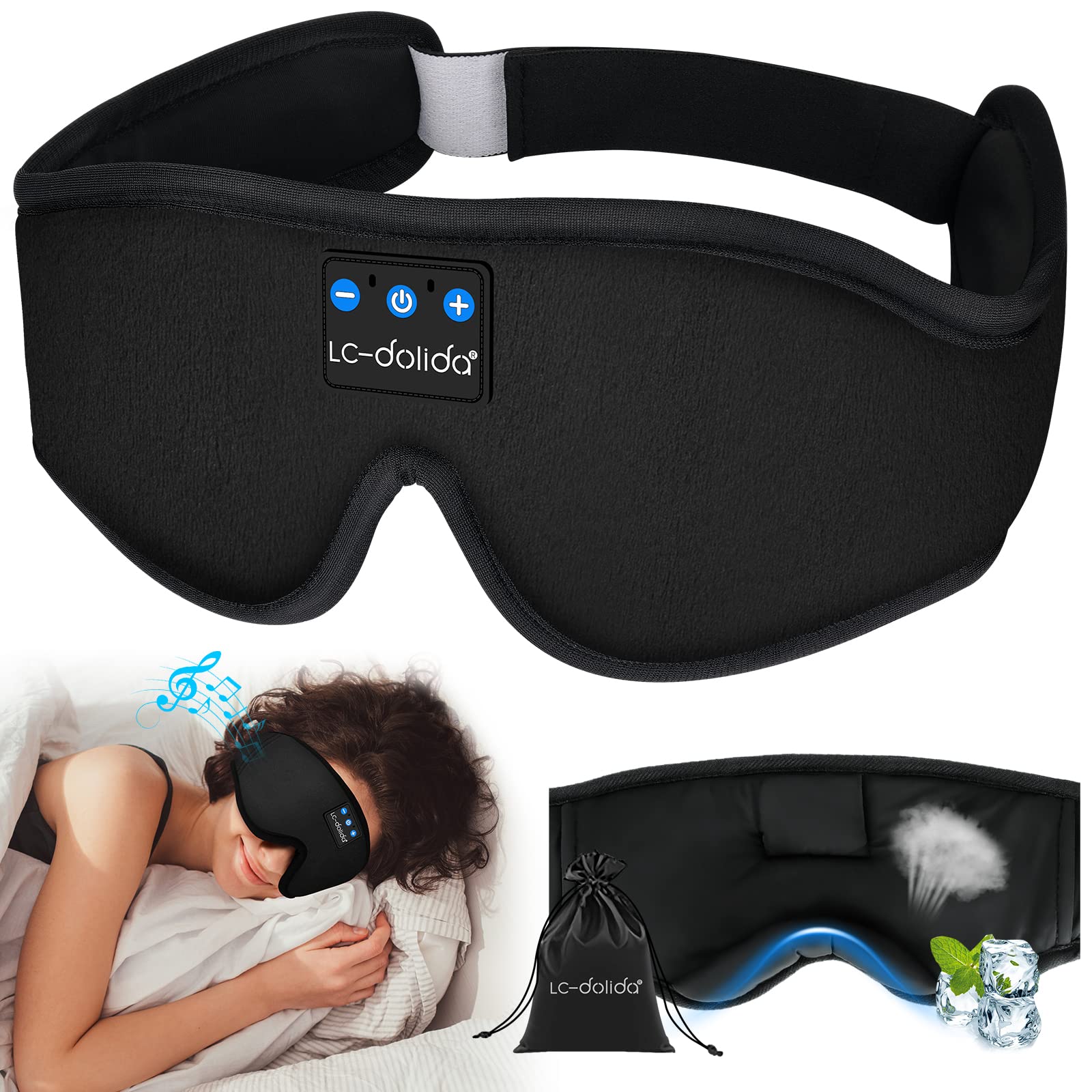 Sleep Mask with Bluetooth 5.4 Earphones, Sleep Headphones Bluetooth Blackout Wireless Eye Mask & Blindfold for Night's Sleep, Travel, Nap, Office Cool Tech Gadgets for Women's Day Gift Headphones Bluetooth Wireless