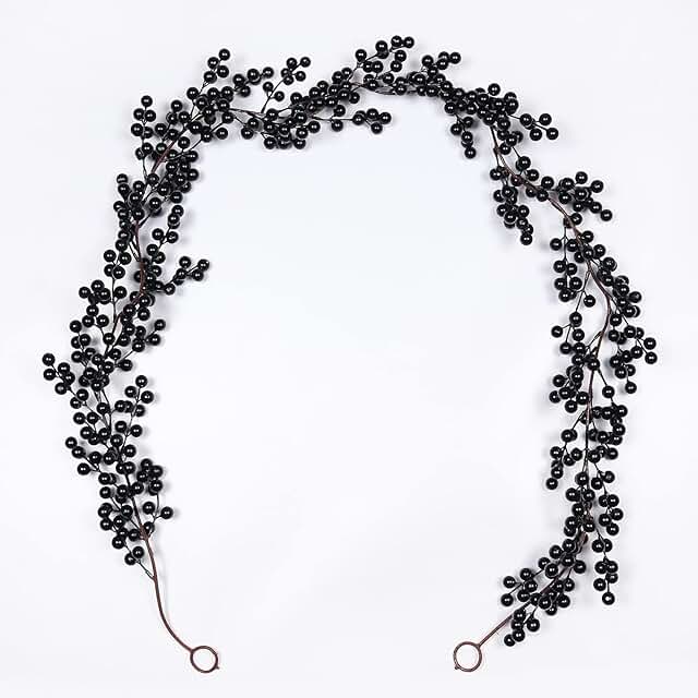 RECUTMS Berry Garland Artificial Black Berry Garland 5.9FT Garland with Bendable Stems for Christmas Halloween Holiday Fir...